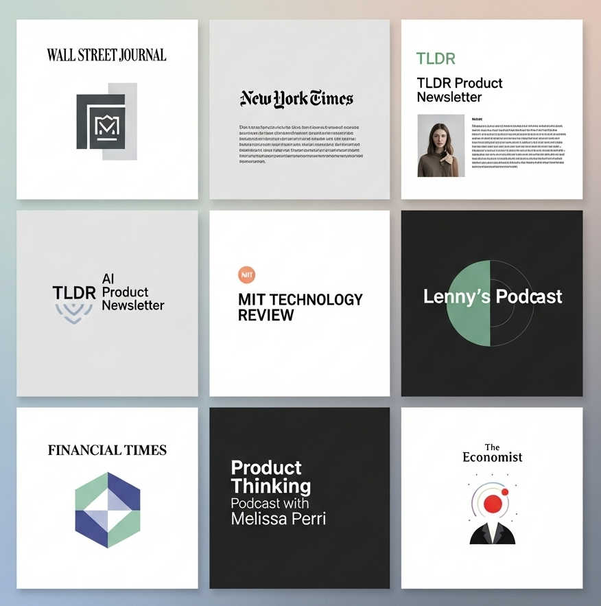 A collage of logos for various news and media sources.